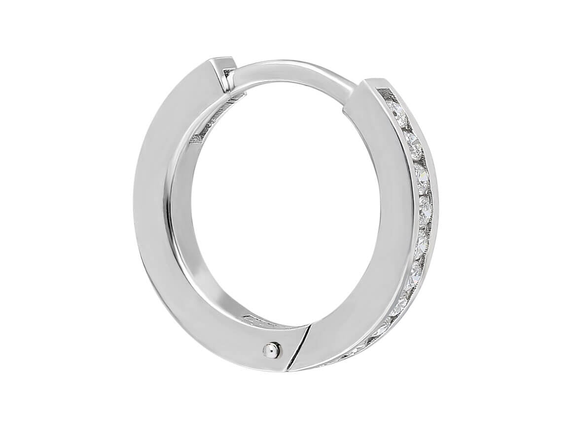 0,10 Karat Diamant Herren Creolen in 14 K Weißgold - handgefertigter Diamantschmuck aus Feingold | Sirius Diamant