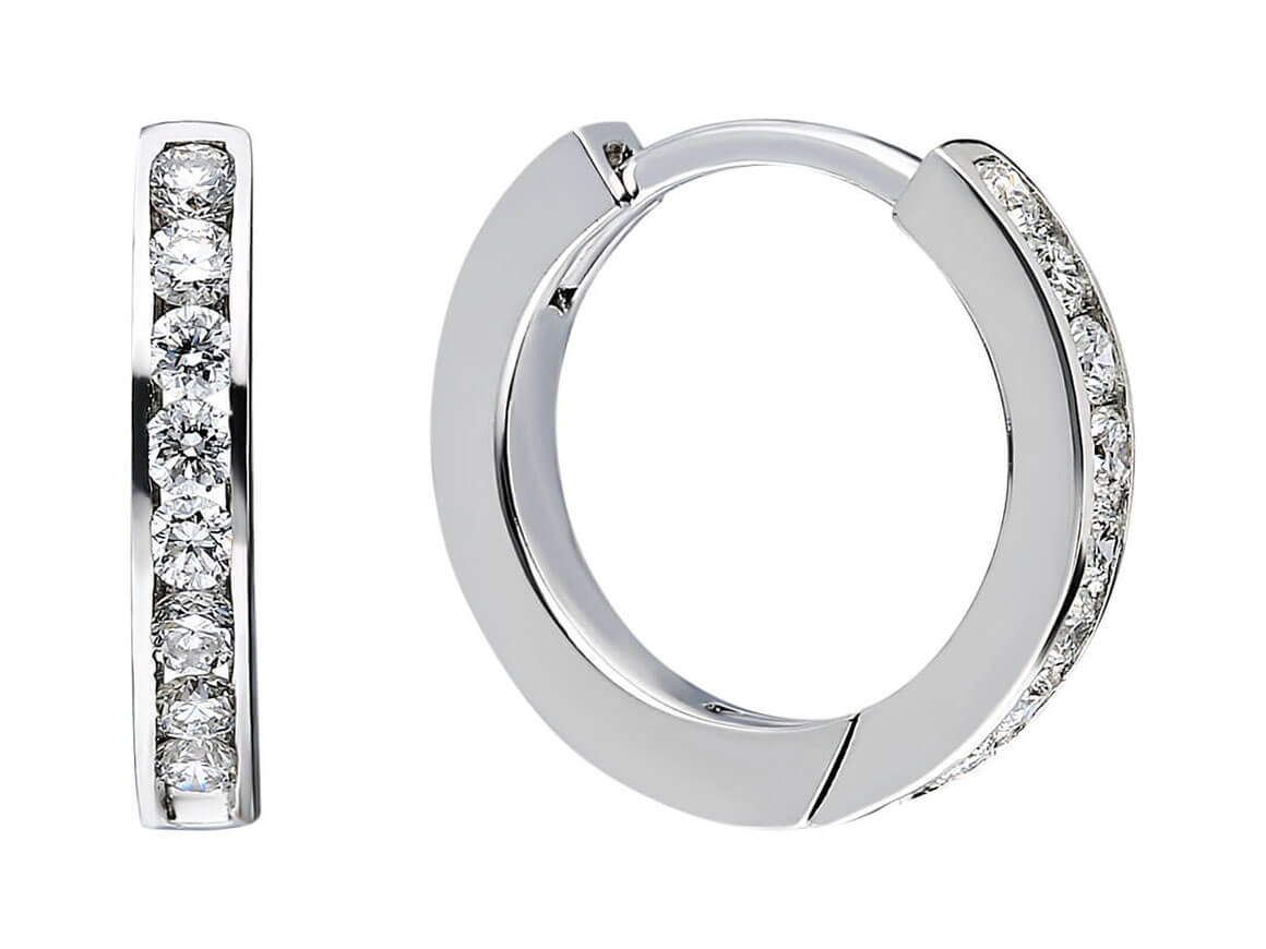 G color 0.30 carat diamond hoop earrings in 333 8k white gold