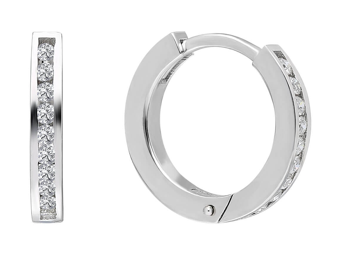 0.20 carat diamond hoop earrings in 14 carat white gold