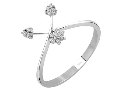 Diamond snowdrop ladies' ring in 18 K white gold