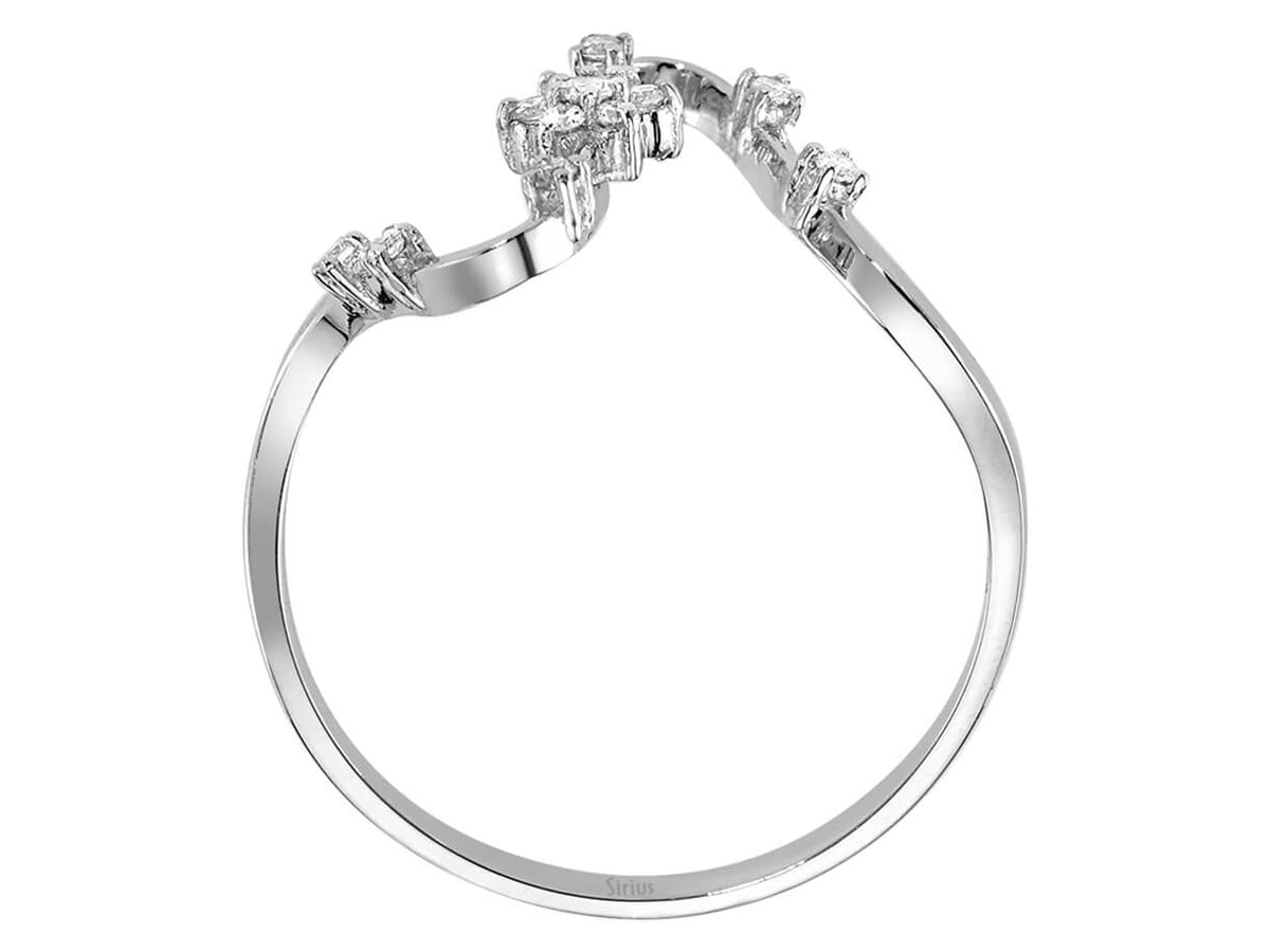 0,15 Karat Diamant Schneeglöckchen Ring in 8 K Weißgold - handgefertigter Diamantschmuck aus Feingold | Sirius Diamant
