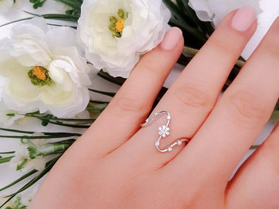 Bague perce-neige en or blanc 8 carats avec diamant de 0,15 carat