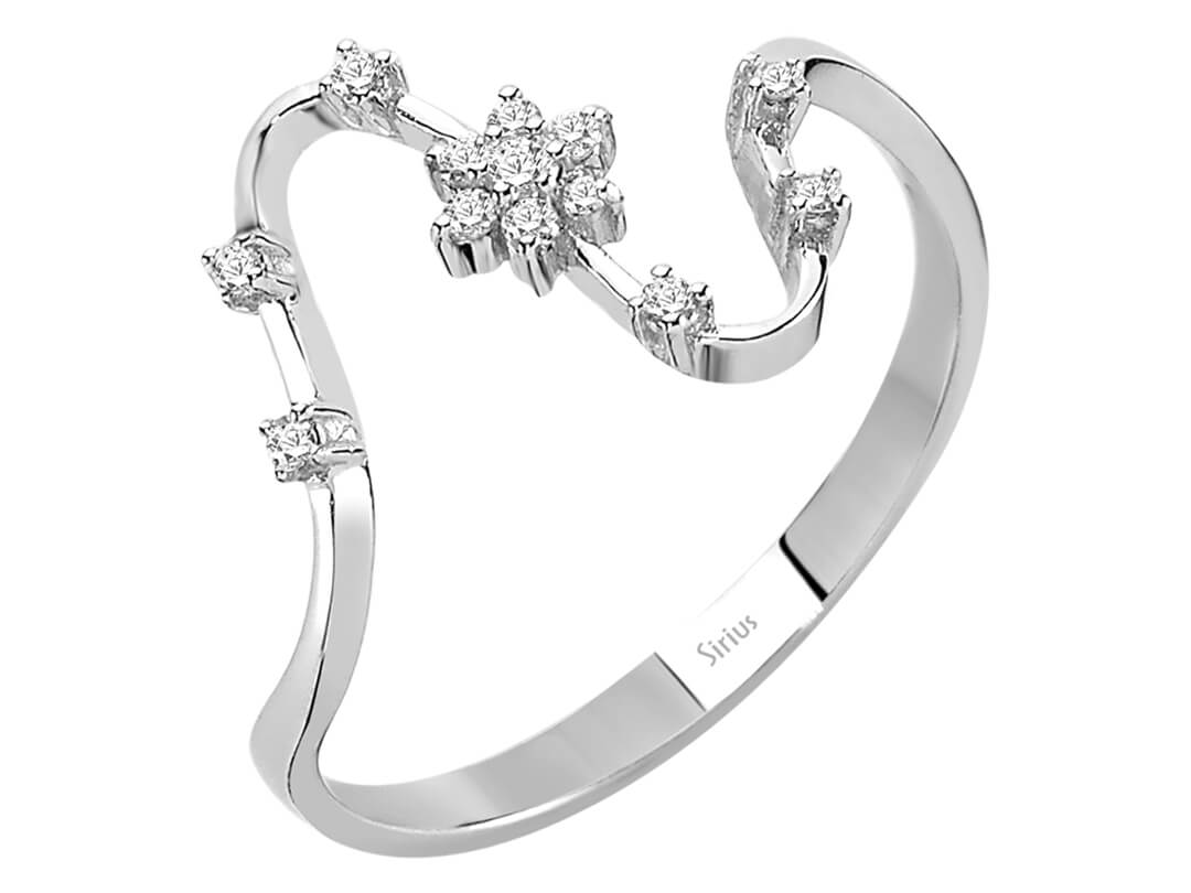 0,15 Karat Diamant Schneeglöckchen Ring in 8 K Weißgold - handgefertigter Diamantschmuck aus Feingold | Sirius Diamant