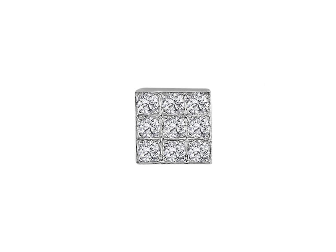 0.30 carat diamond square men's earring in 585 14 K white gold