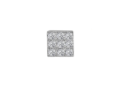 0.30 carat diamond square men's earring in 585 14 K white gold