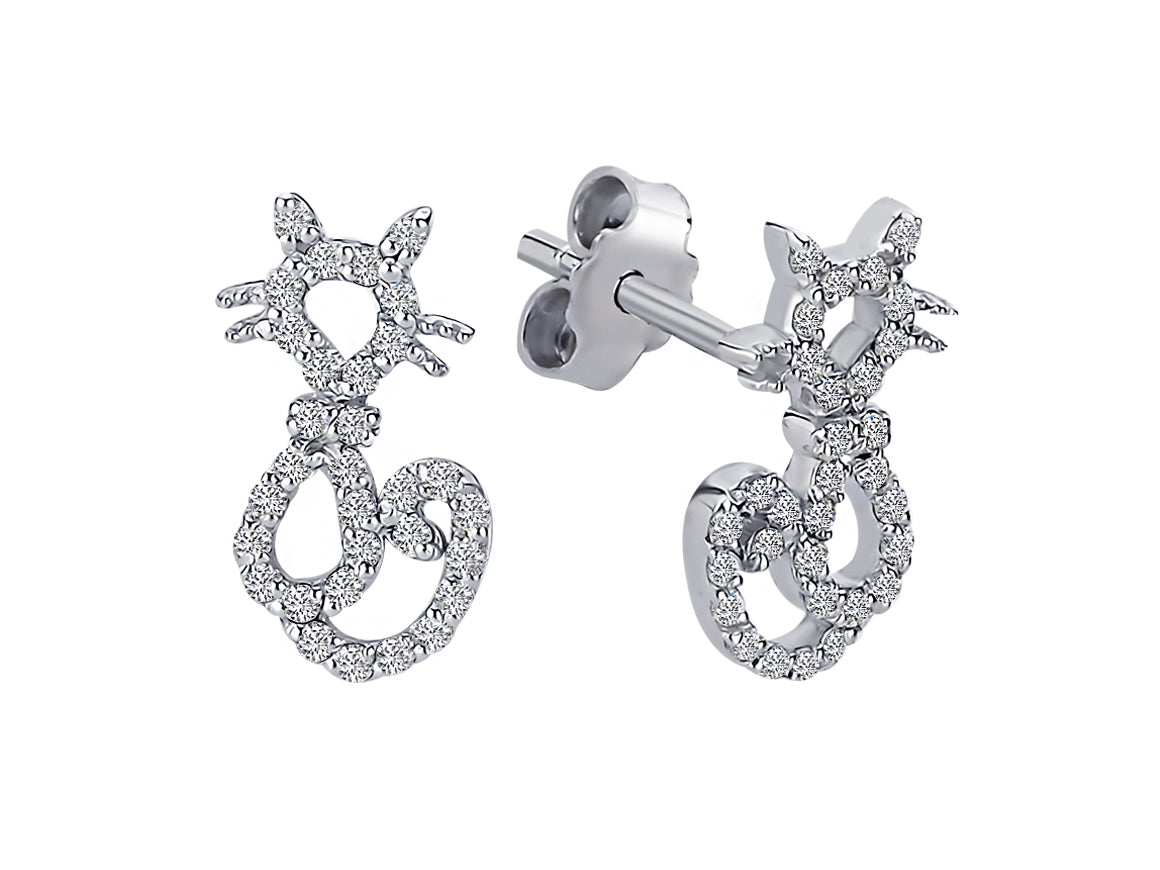 Katzenohrringe mit Diamanten - handgefertigter Diamantschmuck aus Feingold | Sirius Diamant