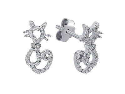 Cat earrings with diamonds