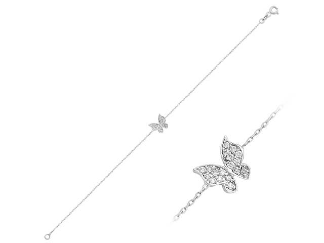 0.18 carat diamond butterfly bracelet in 14 K white gold