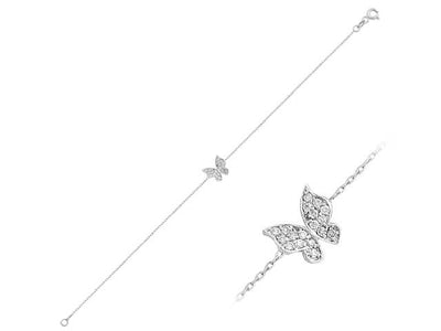0.18 carat diamond butterfly bracelet in 14 K white gold