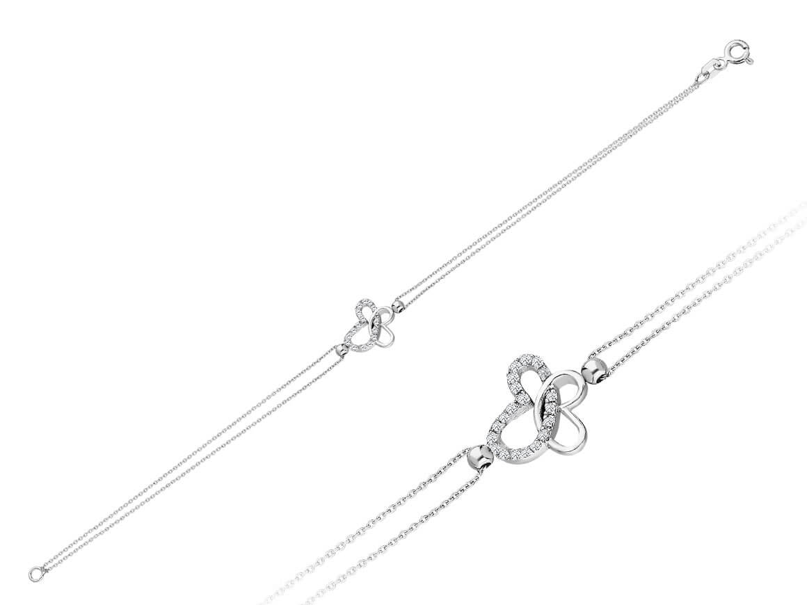 0,07 Carat Diamant Schmetterling Armband in 14K Weißgold - handgefertigter Diamantschmuck aus Feingold | Sirius Diamant