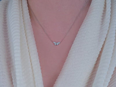 Diamond butterfly necklace in 333 8 carat white gold