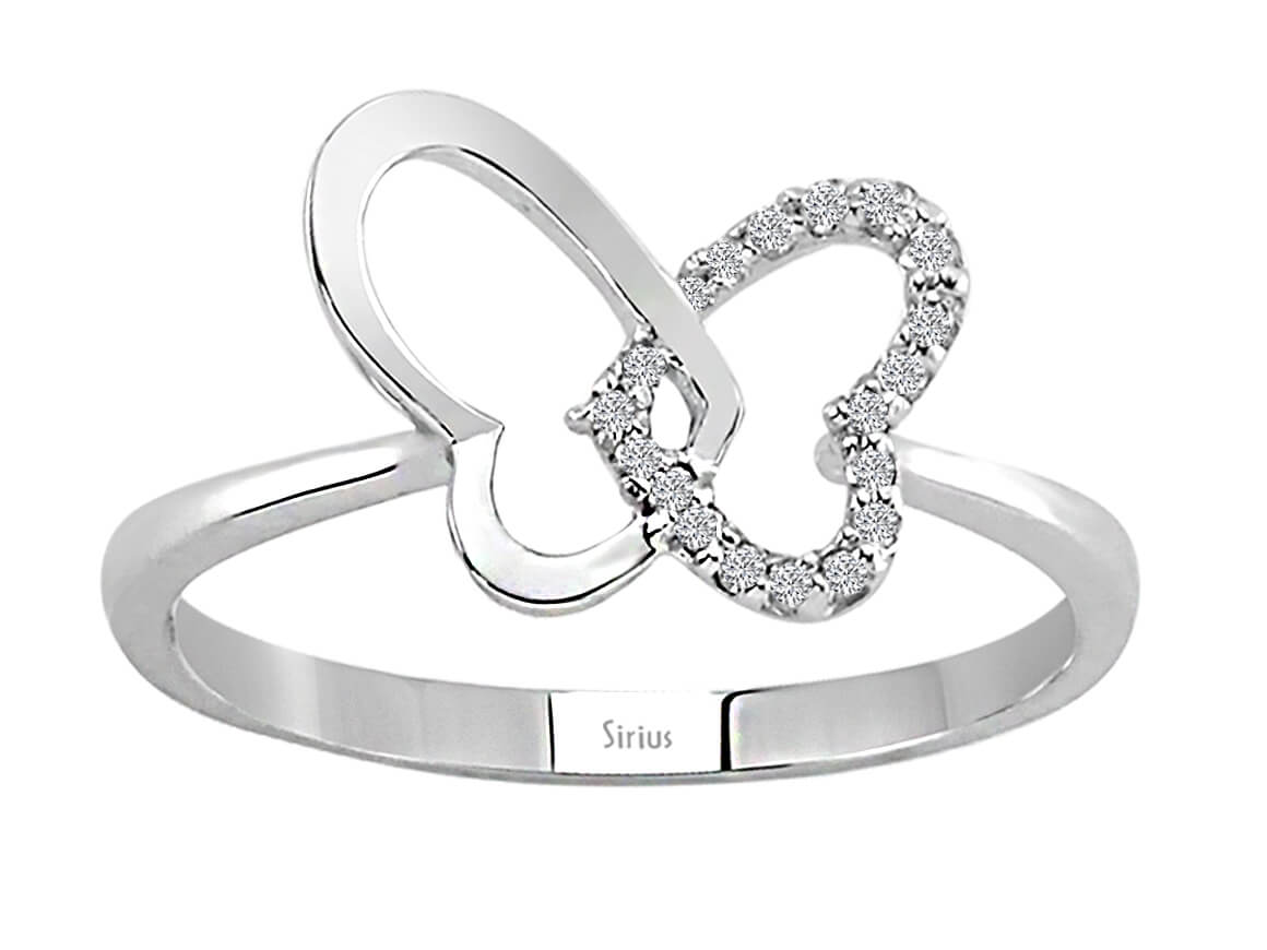 Diamond butterfly ring in 333 8 carat white gold
