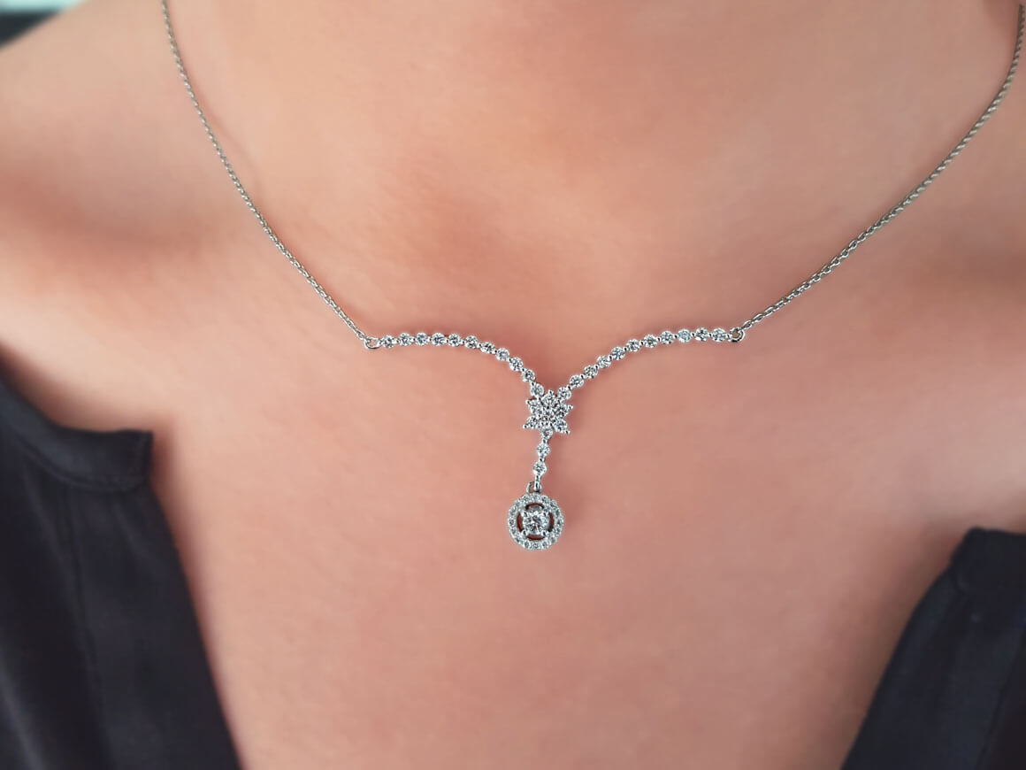 Diamant Halskette - handgefertigter Diamantschmuck aus Feingold | Sirius Diamant