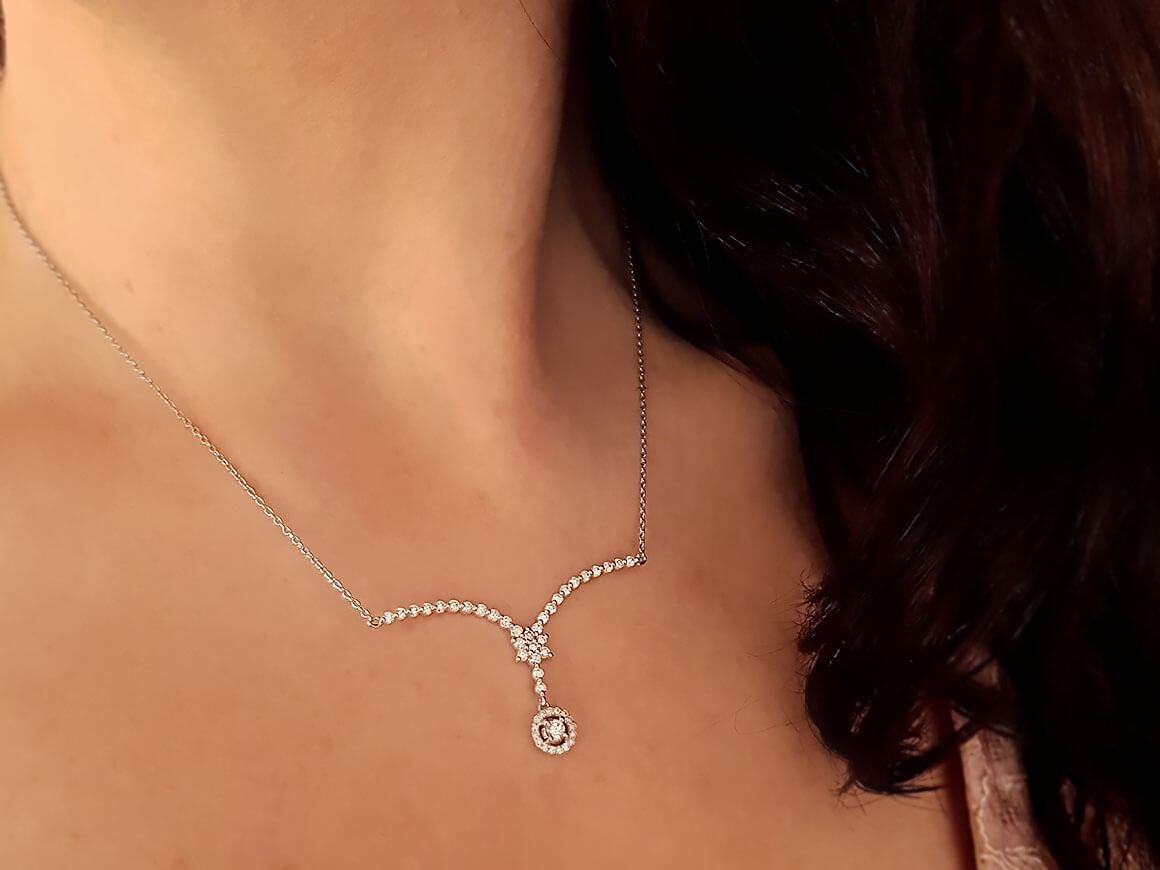 Diamant Halskette - handgefertigter Diamantschmuck aus Feingold | Sirius Diamant