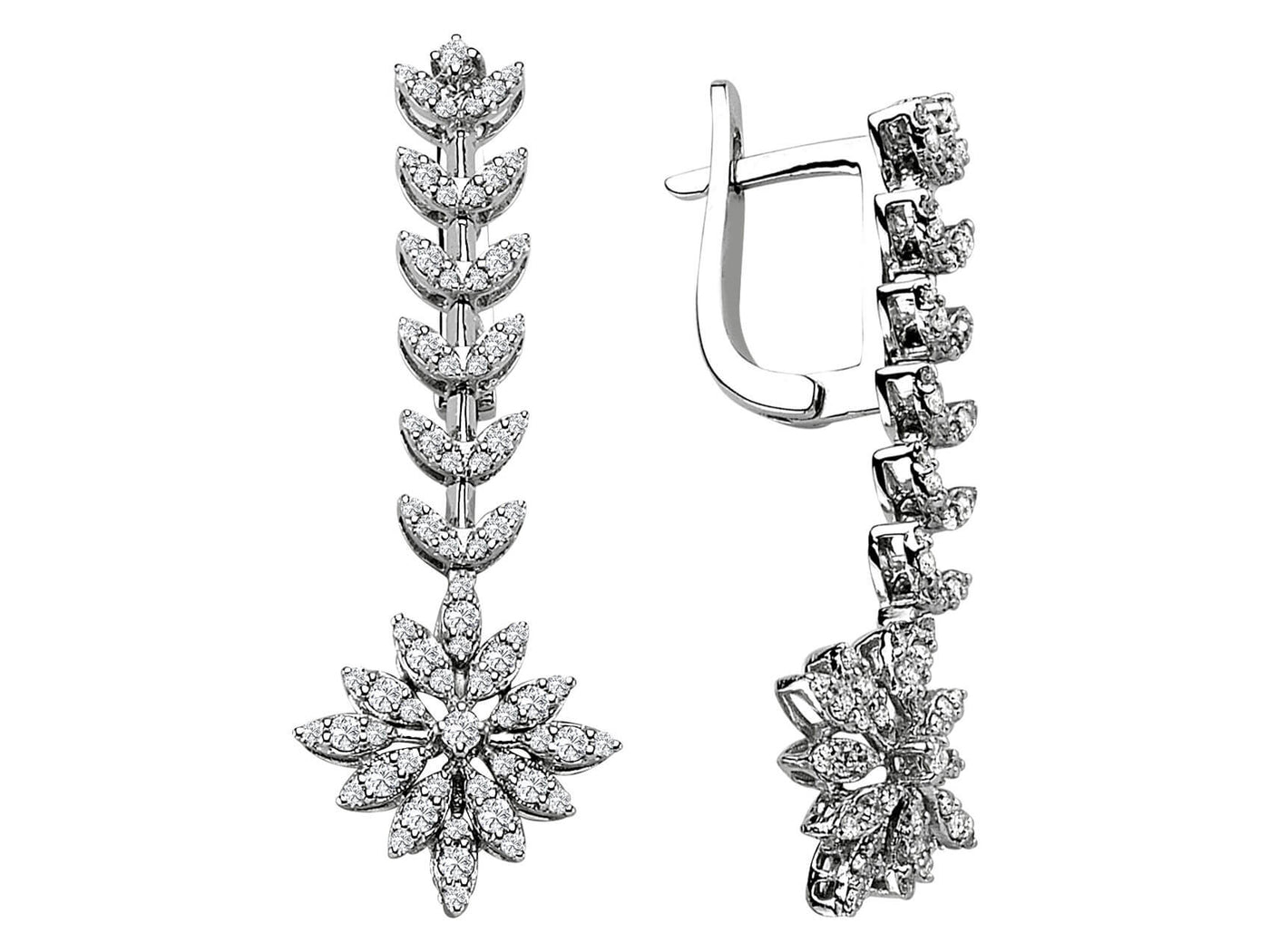 Diamond chrysanthemum earrings in 18 K