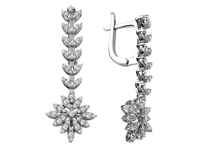Diamond chrysanthemum earrings in 18 K