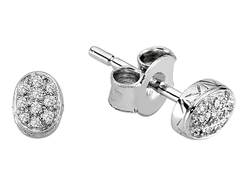 0.08 Carat Diamond Oval Earrings