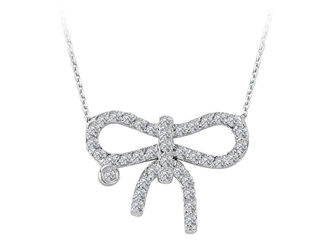Diamond bow necklace