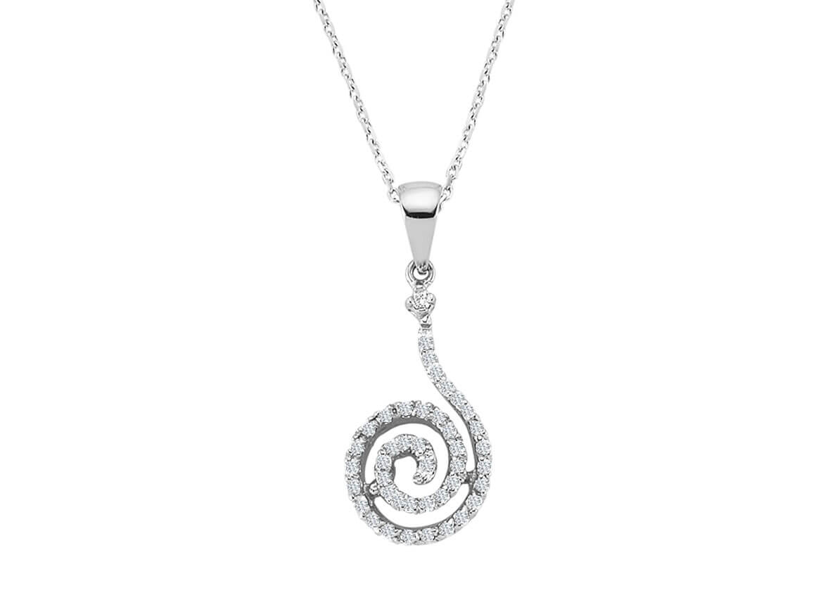 Diamond lava necklace in 18 carat white gold