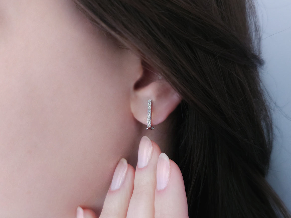 Minimalist hoop earrings with diamonds