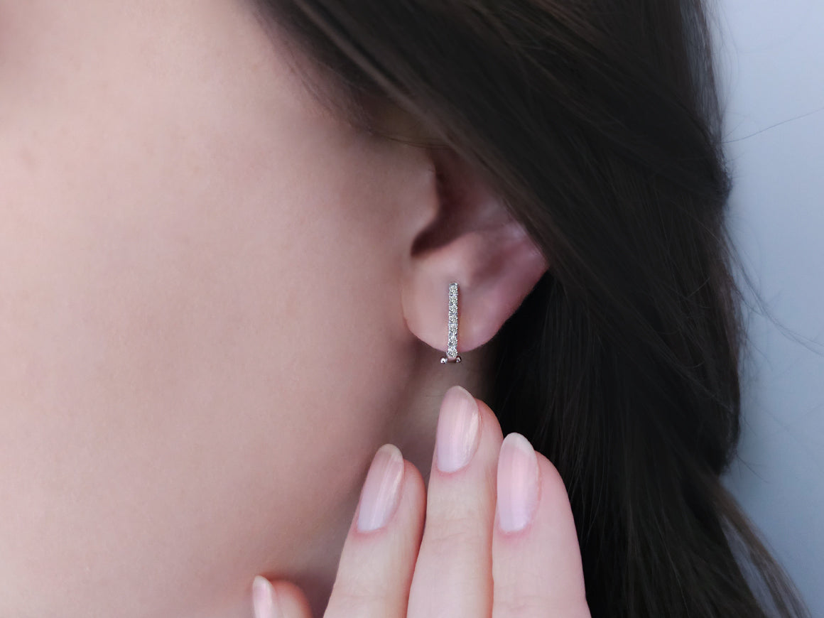 Minimalist hoop earrings with diamonds