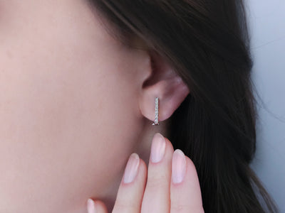 Minimalist hoop earrings with diamonds