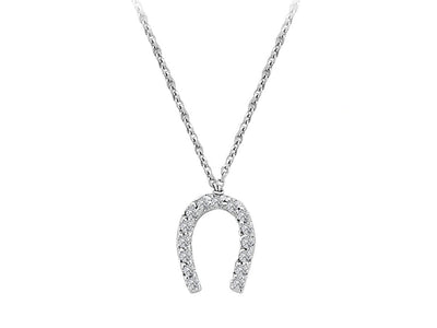 Collier fer à cheval en diamant en or blanc 14 carats