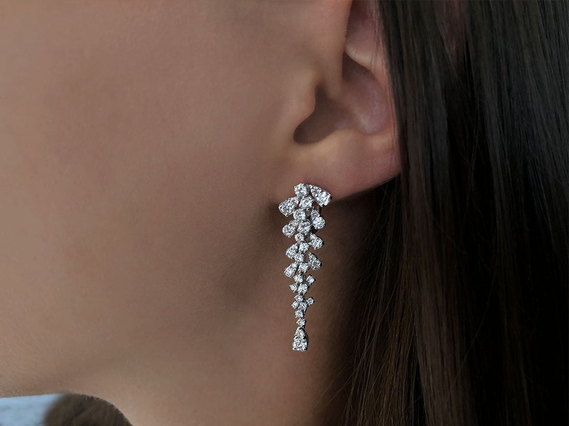 2,36 Gesamtkarat Diamant Nuse Design Ohrhänger in 585er 14 Karat Weißgold - handgefertigter Diamantschmuck aus Feingold | Sirius Diamant