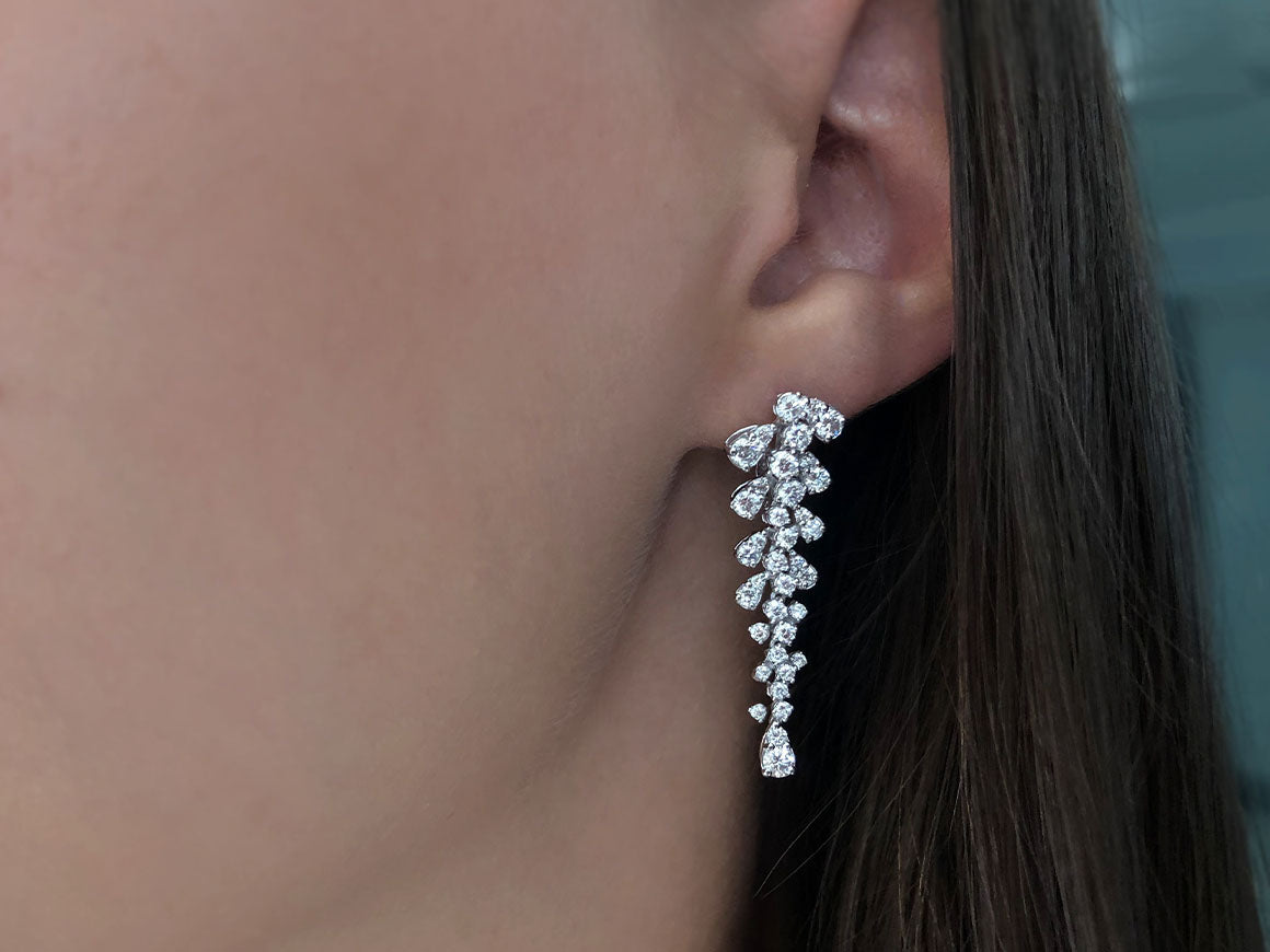 2,36 Gesamtkarat Diamant Nuse Design Ohrhänger in 585er 14 Karat Weißgold - handgefertigter Diamantschmuck aus Feingold | Sirius Diamant