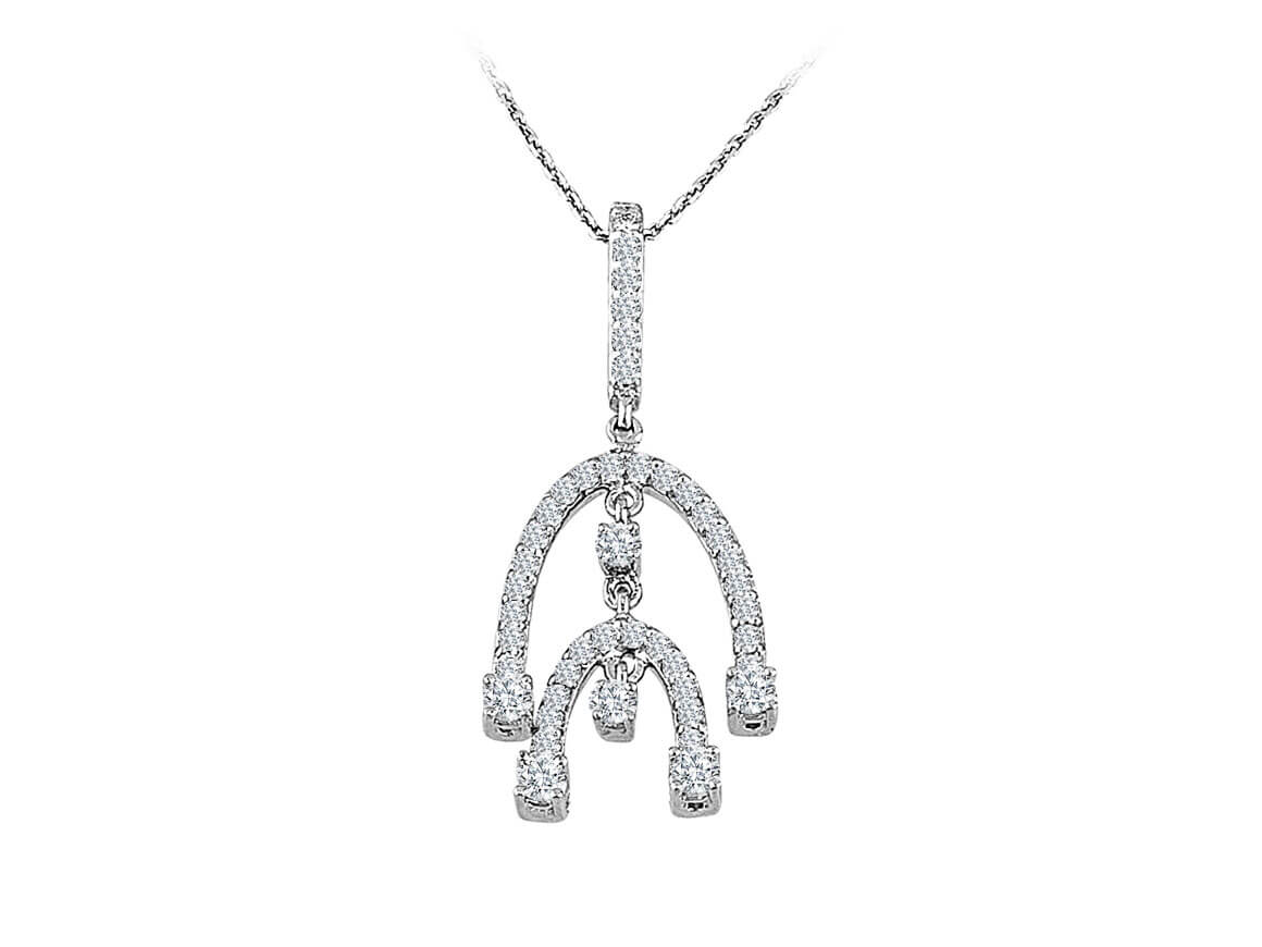 Diamond Poseidon Trident Necklace in 18 K White Gold