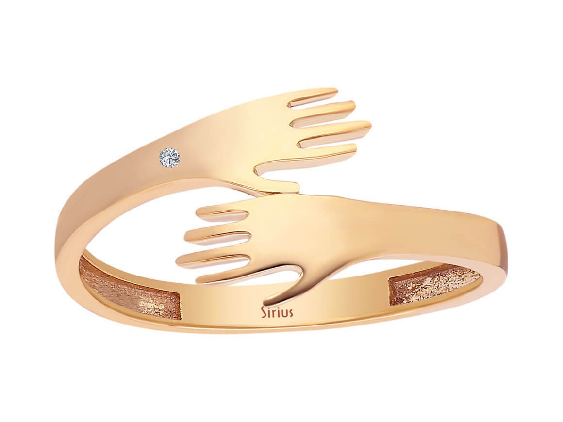 Ring mit Diamanten und verschränkten Händen - handgefertigter Diamantschmuck aus Feingold | Sirius Diamant
