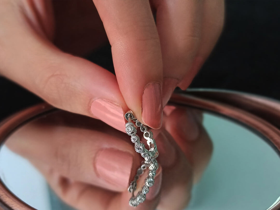 Diamond Crimp Hoop Earrings