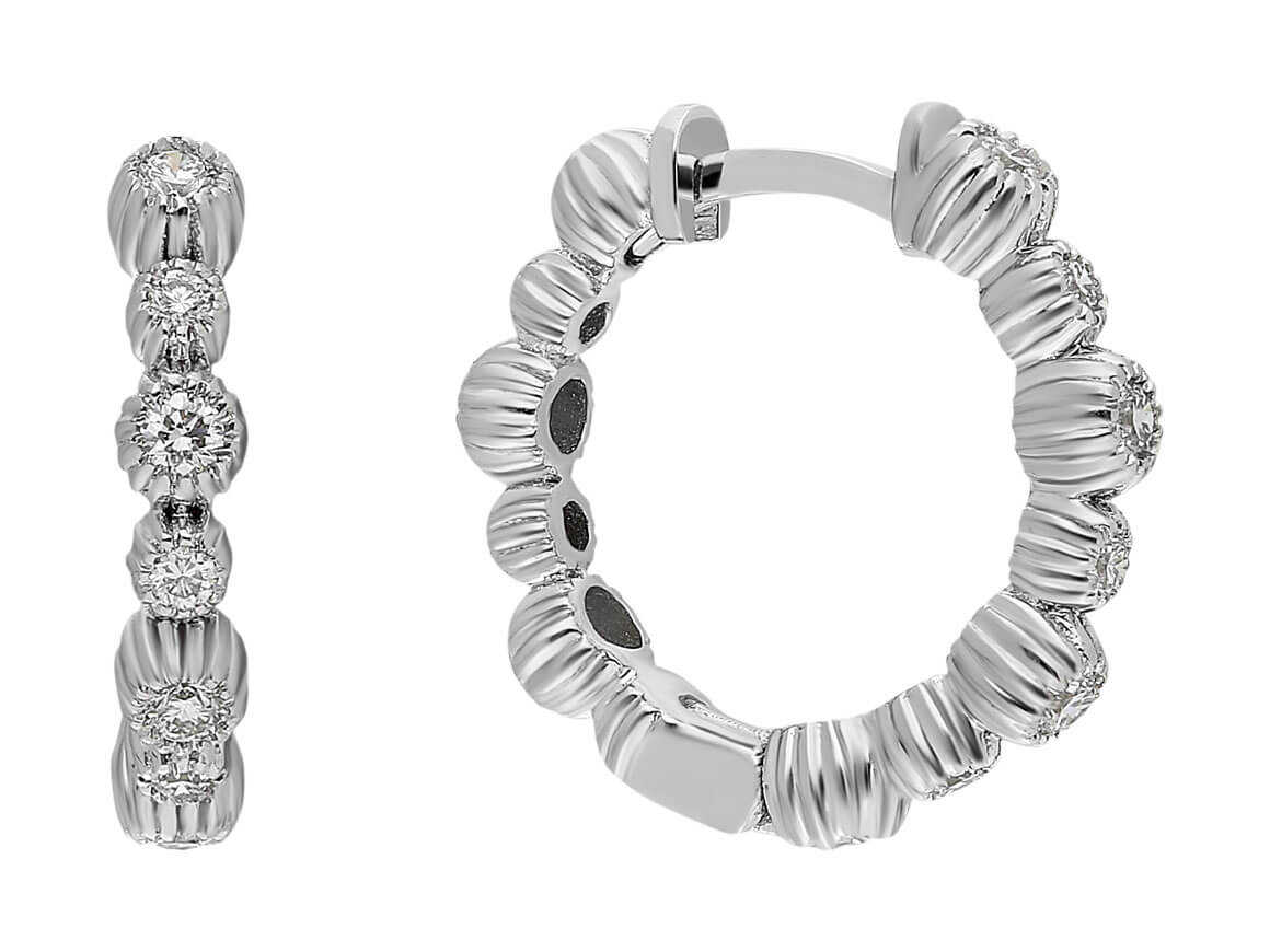 Diamond Crimp Hoop Earrings