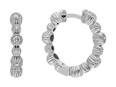 Diamond Crimp Hoop Earrings