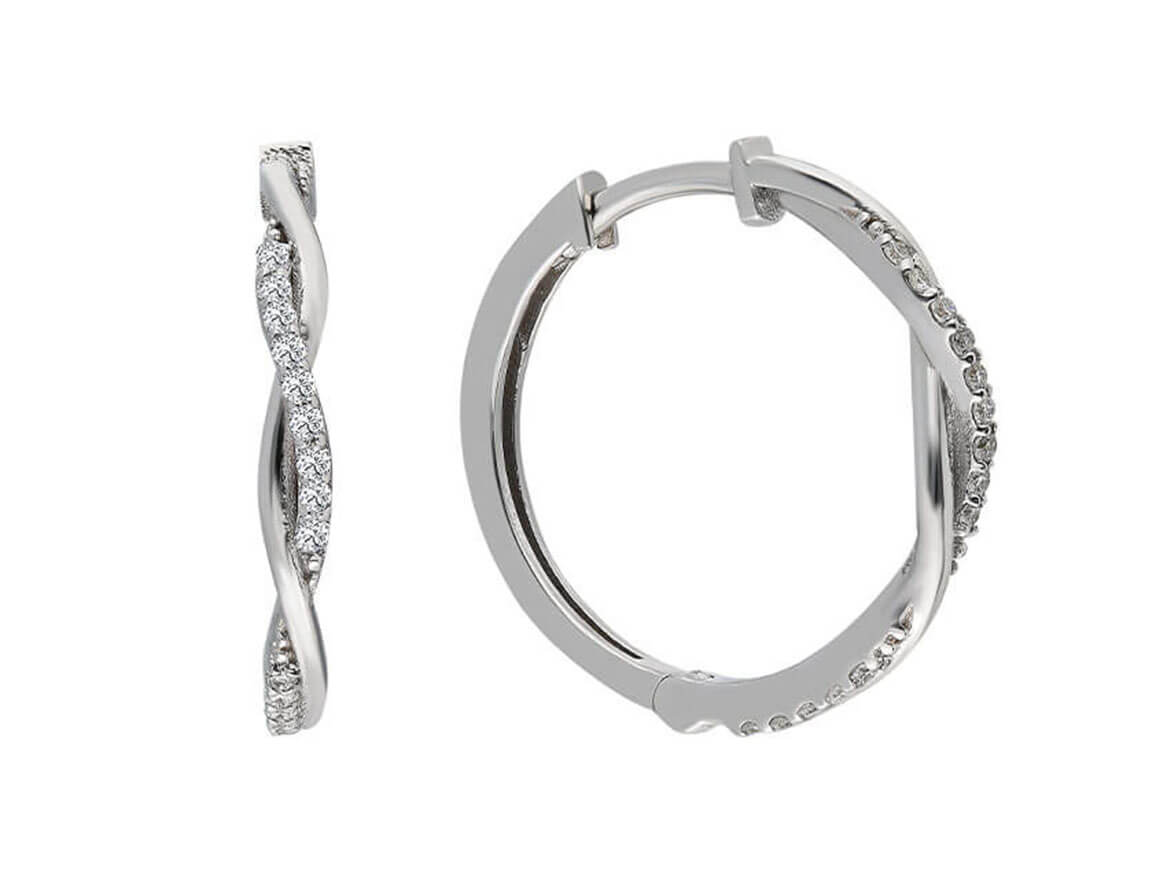 0.17 carat diamond infinity earrings in 14 carat white gold