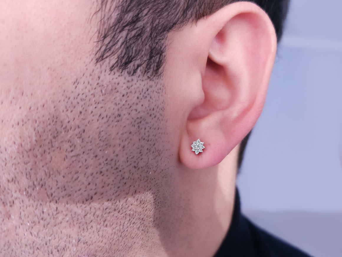 Sternenlicht Herrenohrringe mit Diamanten - handgefertigter Diamantschmuck aus Feingold | Sirius Diamant