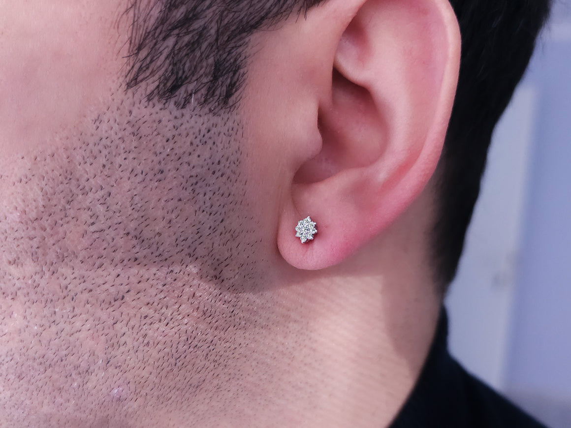Starlight men's earrings with diamonds