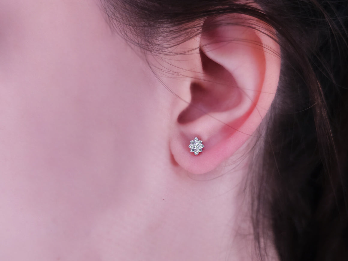 Sternenlicht Ohrringe mit Diamanten – handgefertigter Diamantschmuck aus Feingold | Sirius Diamant