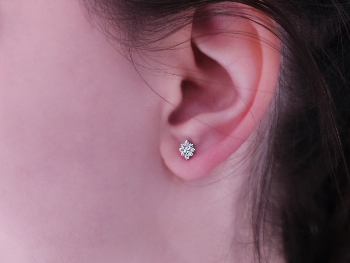 Sternenlicht Ohrringe mit Diamanten – handgefertigter Diamantschmuck aus Feingold | Sirius Diamant