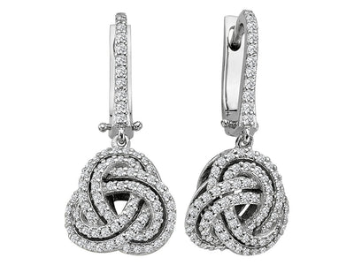 Boucles d'oreilles spirales sans fin en or blanc 14 carats avec diamants de 0,70 carat au total