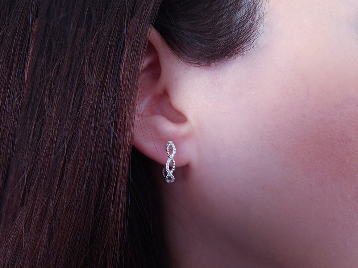 Diamond infinity hoop earring