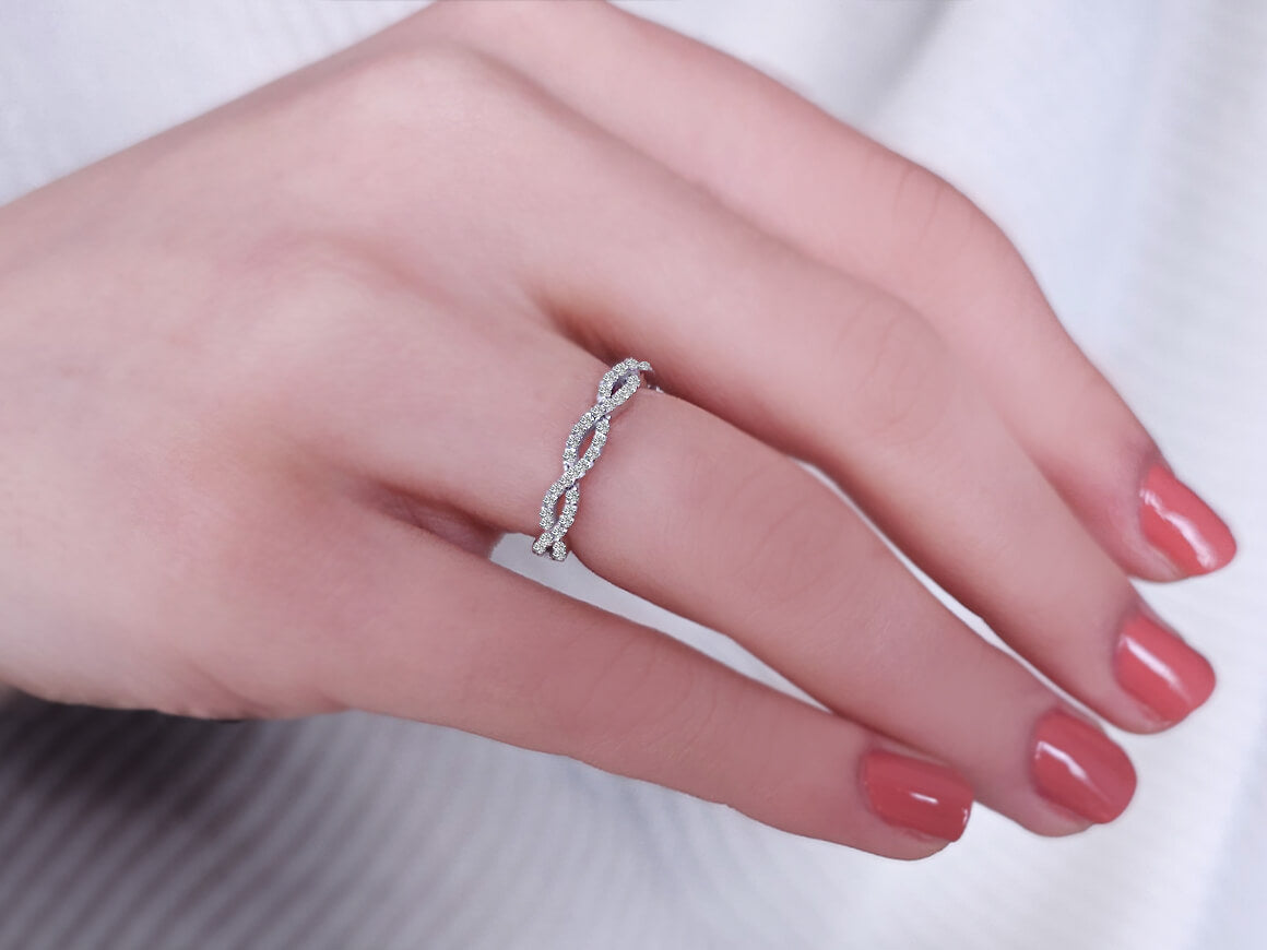 Diamond eternity half-round ring