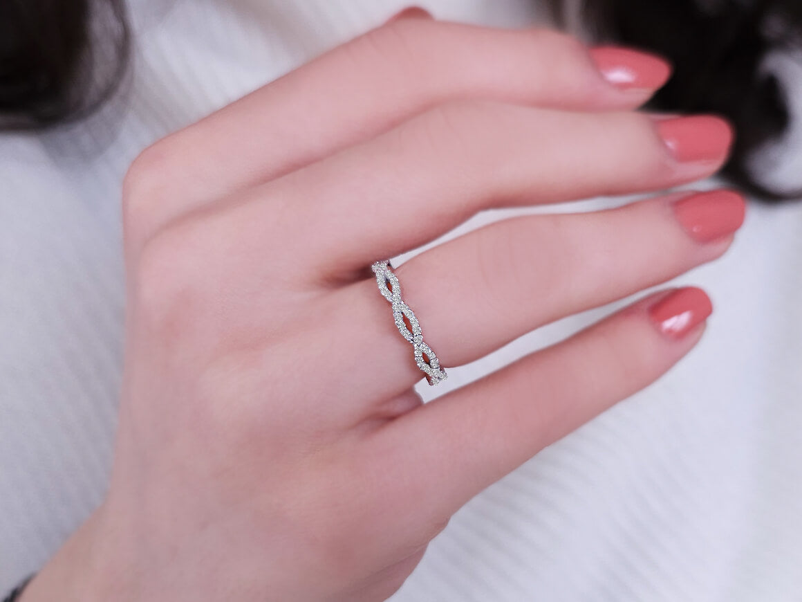 Diamond eternity half-round ring