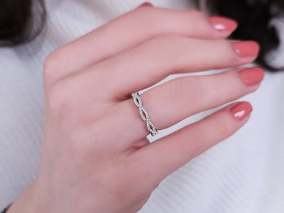 Diamond eternity half-round ring