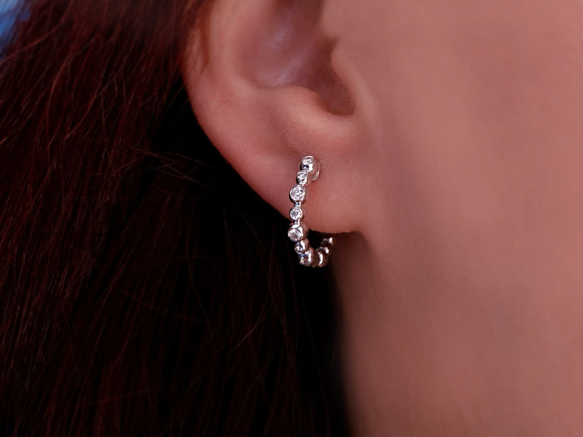 Diamant Rosenkranz Korn Creolen - handgefertigter Diamantschmuck aus Feingold | Sirius Diamant