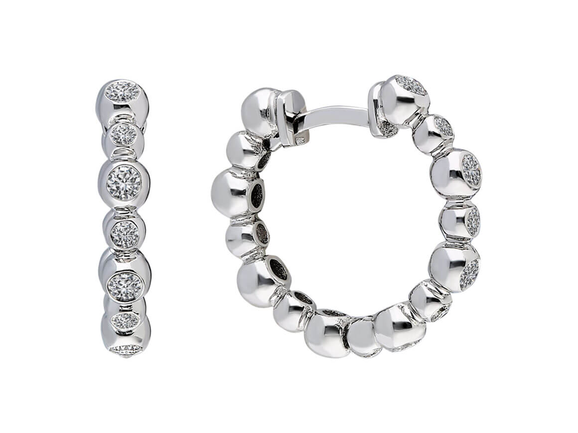 Diamond Rosary Bead Hoop Earrings