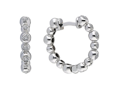 Diamond Rosary Bead Hoop Earrings