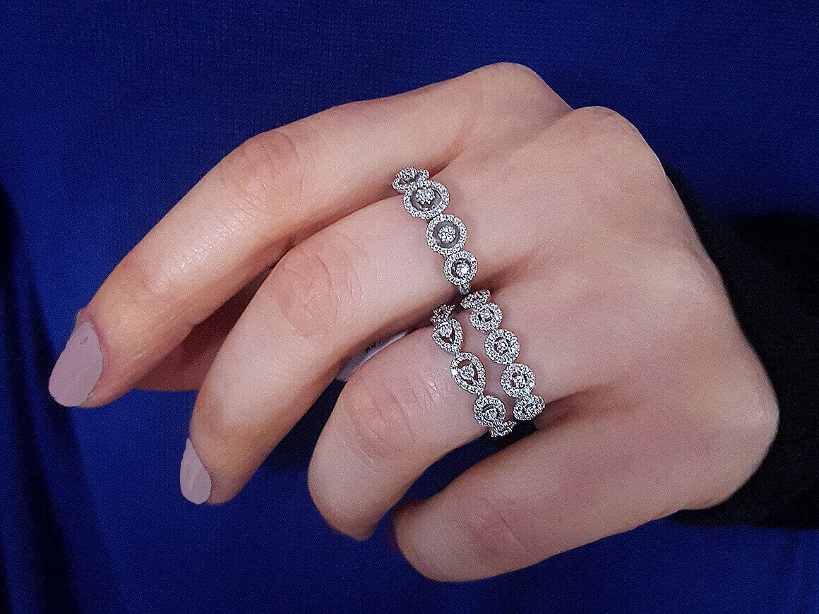 Diamond raindrop ring in 14 carat white gold
