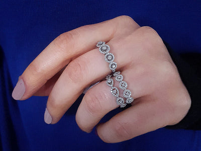 Diamond raindrop ring in 14 carat white gold