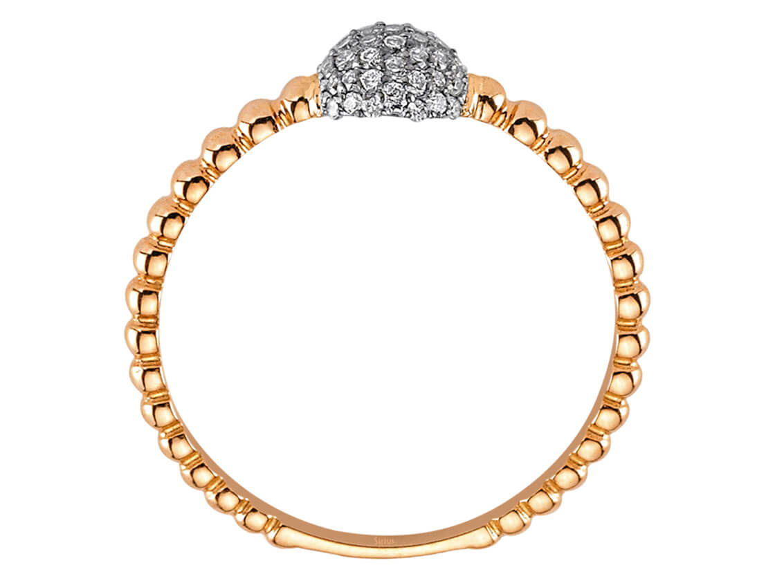 0,19 Karat Diamant halb Welt Ring in 14k Gelb- und Weißgold - handgefertigter Diamantschmuck aus Feingold | Sirius Diamant